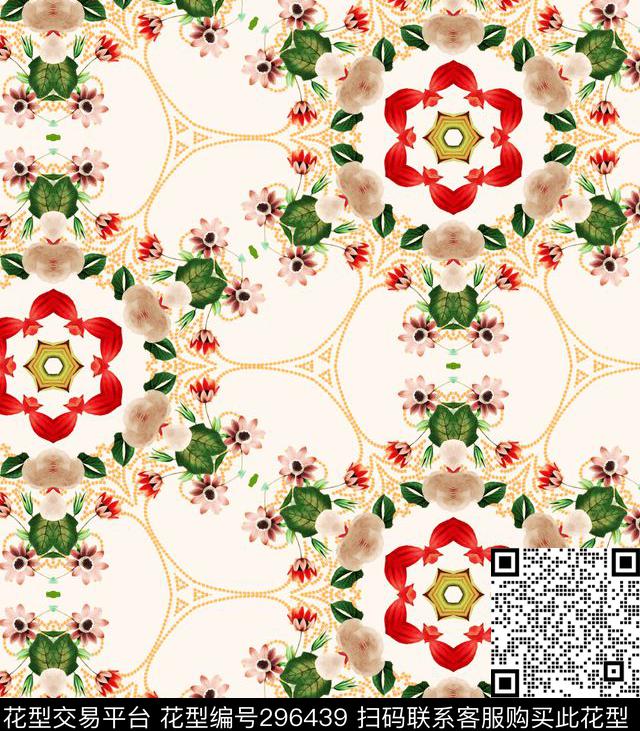 花卉欧式复古田园传统印花华亿平台下载（图片编号: 296439） - 瓦栏（Walan）