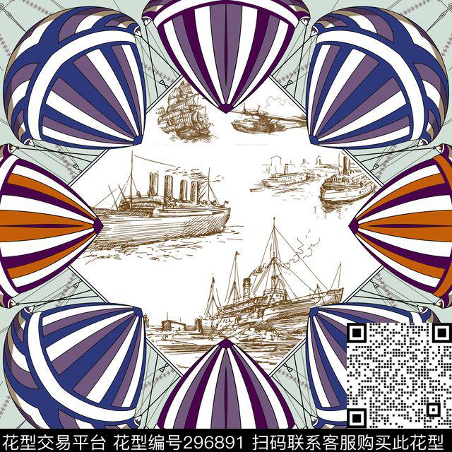 手绘船简约传统印花华亿平台下载（图片编号: 296891） - 瓦栏（Walan）