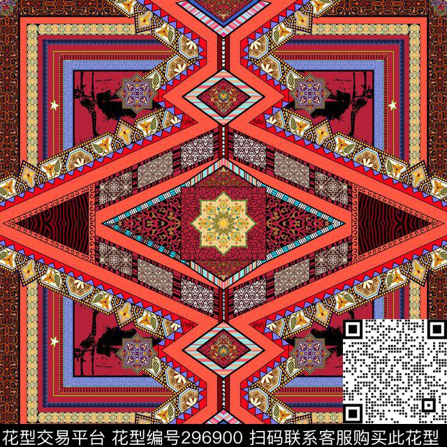 几何线条复古民族风传统印花华亿平台下载（图片编号: 296900） - 瓦栏（Walan）