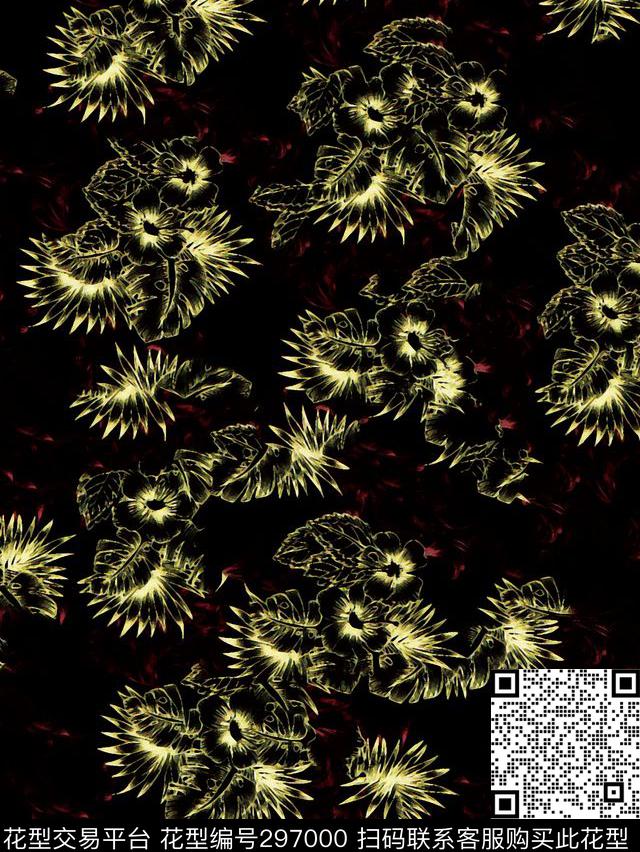 花卉数码印花华亿平台下载（图片编号: 297000） - 瓦栏（Walan）