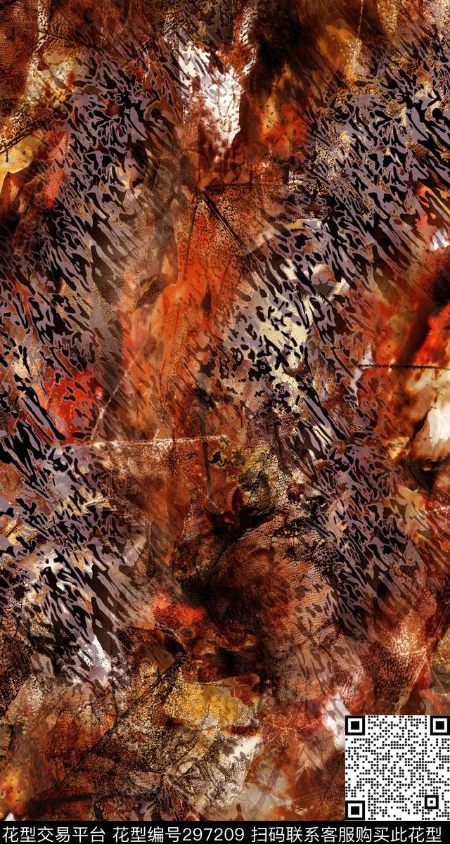 豹纹复古抽象数码印花华亿平台下载（图片编号: 297209） - 瓦栏（Walan）