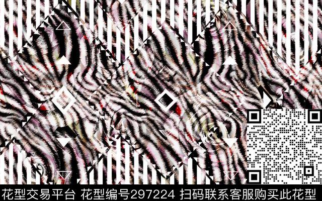 几何菱格斑马纹竖条纹数码印花华亿平台下载（图片编号: 297224） - 瓦栏（Walan）