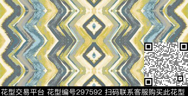 几何抽象渐变传统印花华亿平台下载（图片编号: 297592） - 瓦栏（Walan）