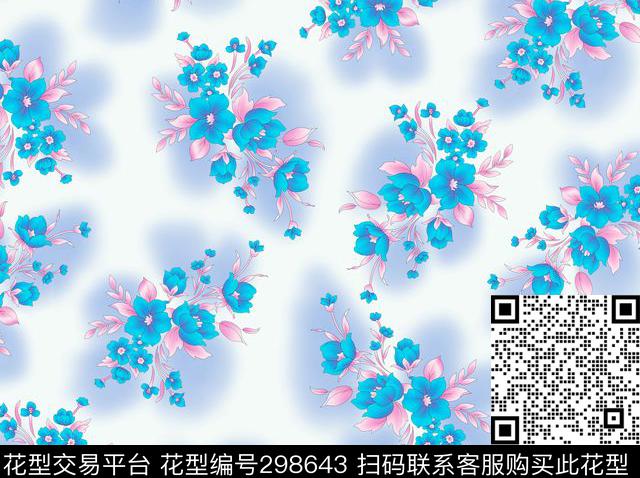 手绘水彩花卉多彩清新传统印花华亿平台下载（图片编号: 298643） - 瓦栏（Walan）