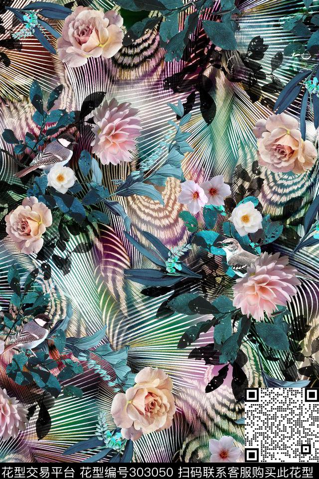 花卉植物迷幻数码印花华亿平台下载（图片编号: 303050） - 瓦栏（Walan）