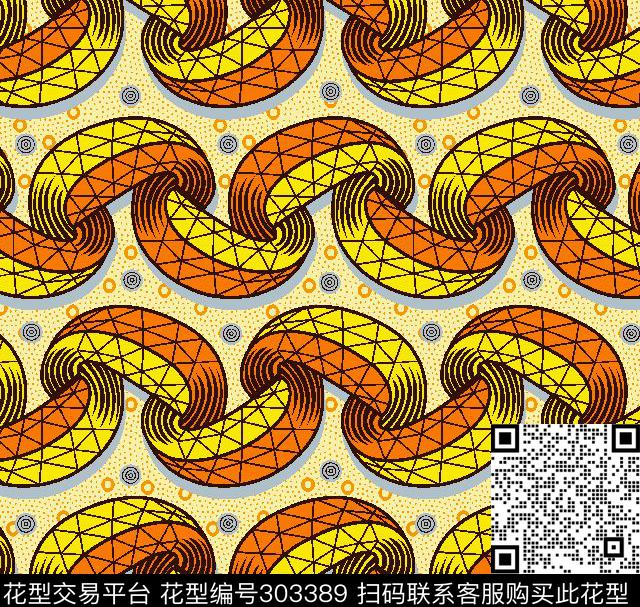 几何线条简约撞色传统印花华亿平台下载（图片编号: 303389） - 瓦栏（Walan）