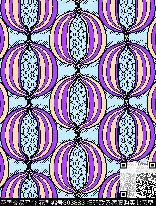 几何圆圈平整排列平铺传统印花华亿平台下载（图片编号: 303883） - 瓦栏（Walan）