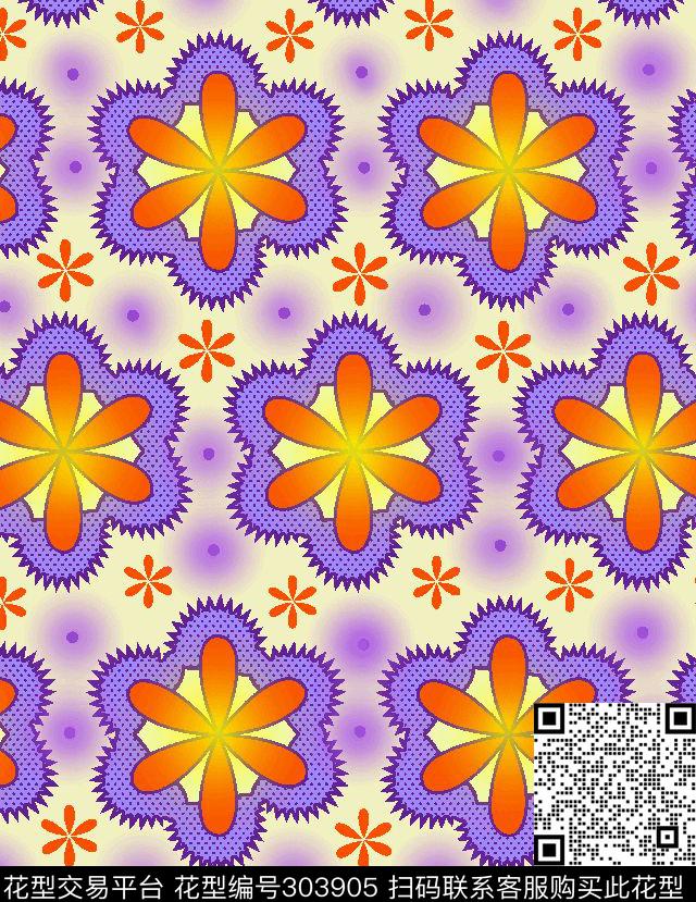 花卉炫彩小花传统印花华亿平台下载（图片编号: 303905） - 瓦栏（Walan）