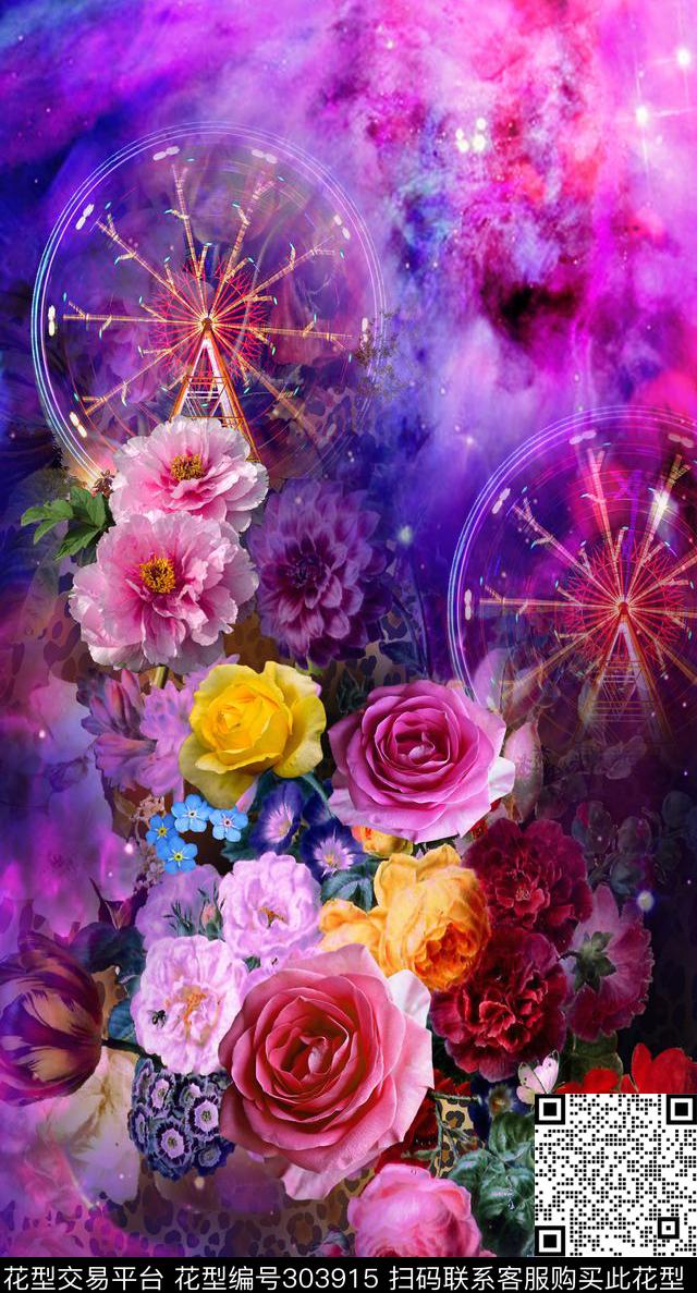 花卉数码印花华亿平台下载（图片编号: 303915） - 瓦栏（Walan）