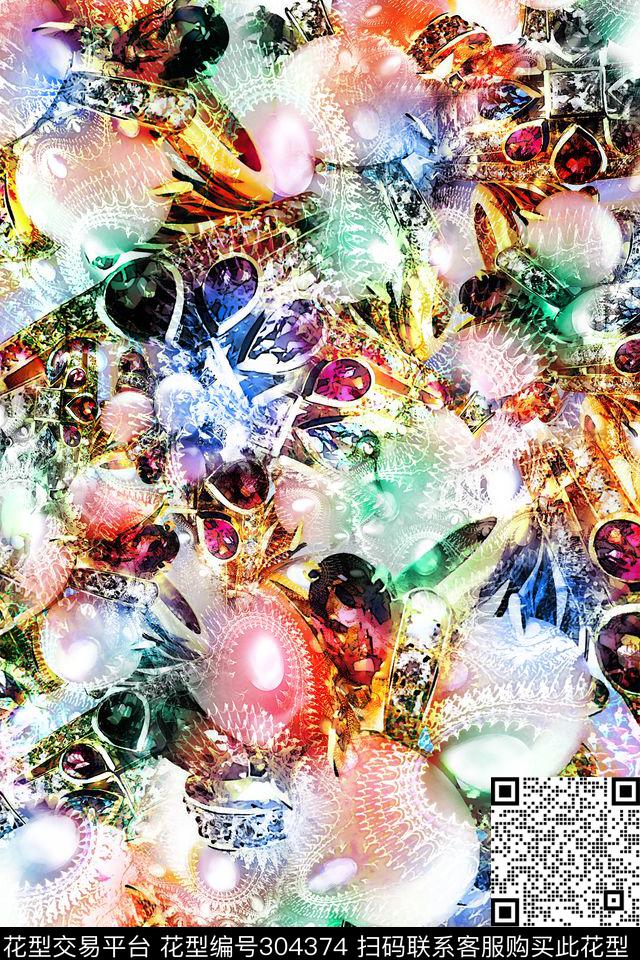 珠宝摄影写实炫彩数码印花华亿平台下载（图片编号: 304374） - 瓦栏（Walan）