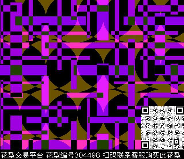 几何色块撞色抽象传统印花华亿平台下载（图片编号: 304498） - 瓦栏（Walan）