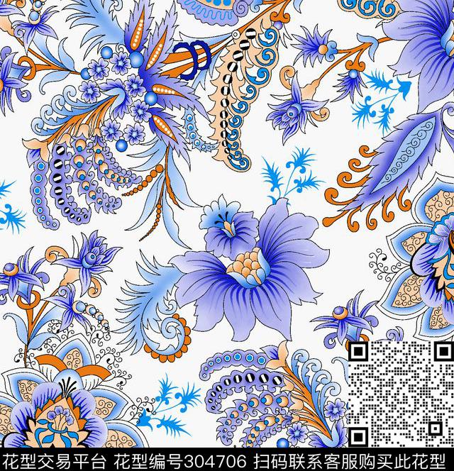 花卉数码印花华亿平台下载（图片编号: 304706） - 瓦栏（Walan）