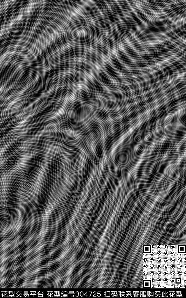 几何波纹水波纹黑白数码印花华亿平台下载（图片编号: 304725） - 瓦栏（Walan）