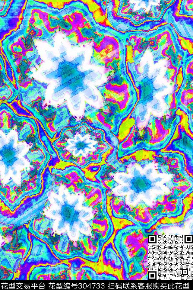 佩斯利涡旋纹多彩渐变数码印花华亿平台下载（图片编号: 304733） - 瓦栏（Walan）