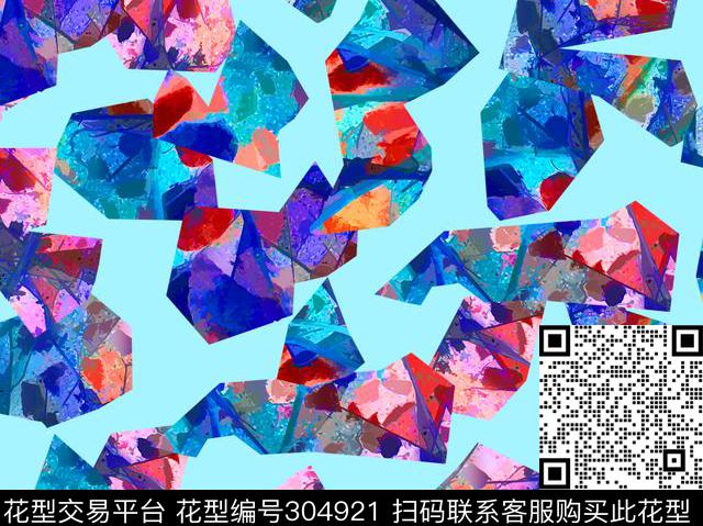 几何图像拼接撞色数码印花华亿平台下载（图片编号: 304921） - 瓦栏（Walan）