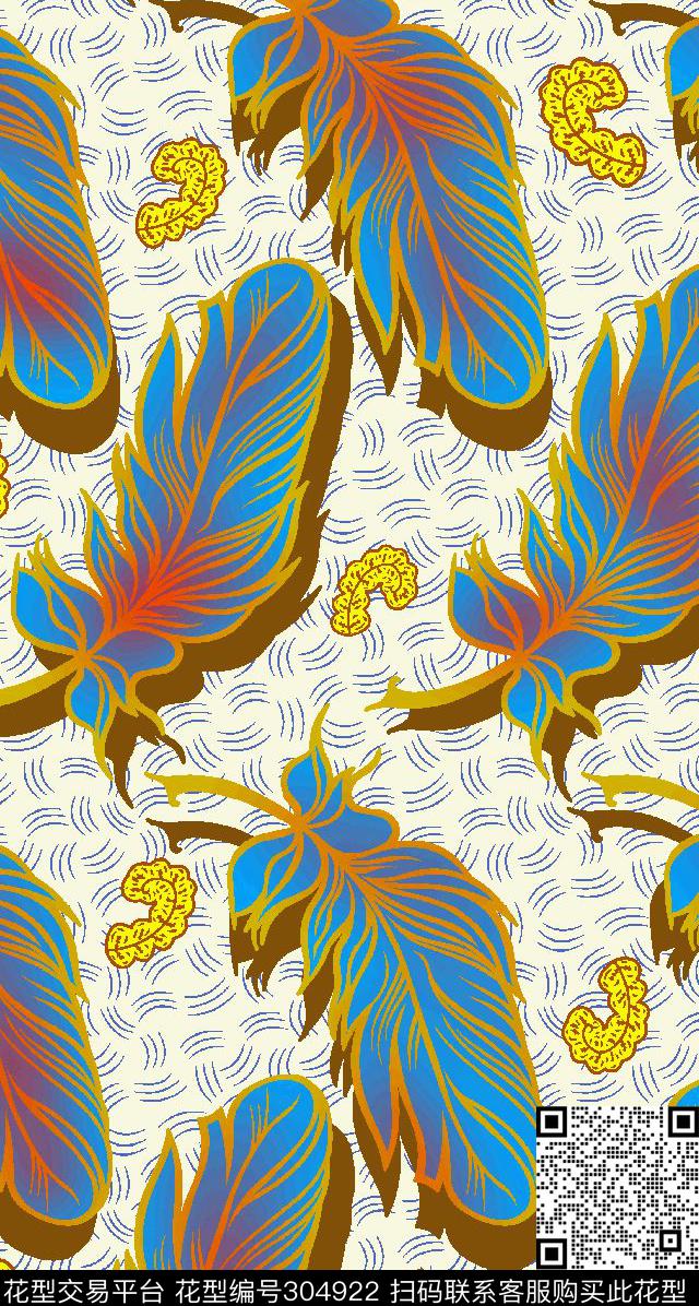 羽毛复古简约传统印花华亿平台下载（图片编号: 304922） - 瓦栏（Walan）