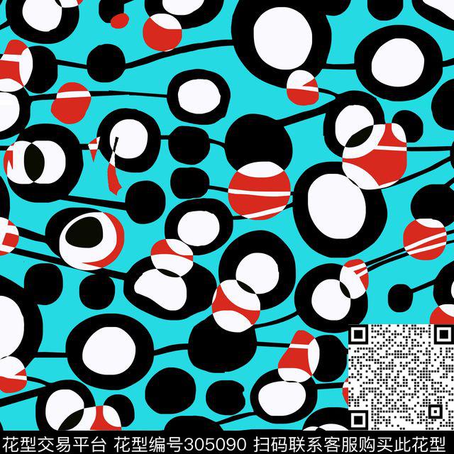 几何圆圈撞色抽象传统印花华亿平台下载（图片编号: 305090） - 瓦栏（Walan）