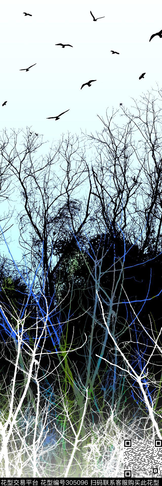 树木定位森林数码印花华亿平台下载（图片编号: 305096） - 瓦栏（Walan）