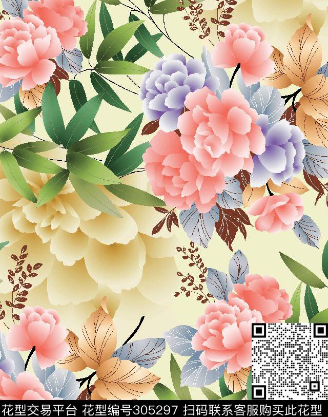 花卉传统印花华亿平台下载（图片编号: 305297） - 瓦栏（Walan）