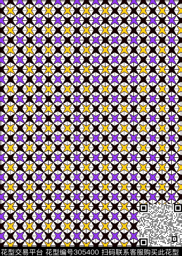 几何星形平铺简约传统印花华亿平台下载（图片编号: 305400） - 瓦栏（Walan）