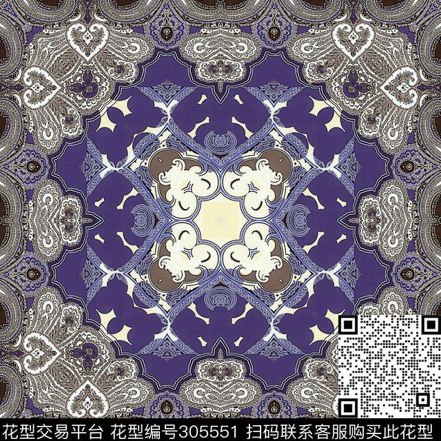 佩斯利涡旋纹古典花纹素雅数码印花华亿平台下载（图片编号: 305551） - 瓦栏（Walan）