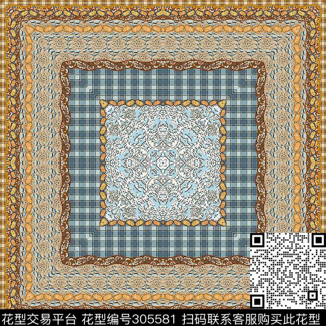 传统★方巾华亿平台数码印花华亿平台下载（图片编号: 305581） - 瓦栏（Walan）