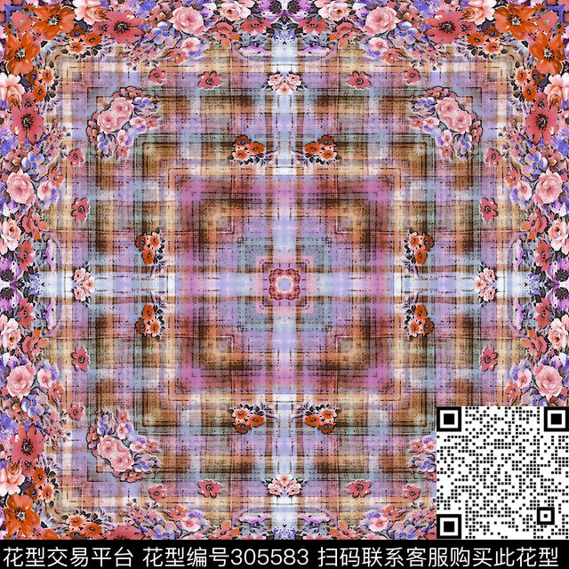 几何格纹花卉碎花田园数码印花华亿平台下载（图片编号: 305583） - 瓦栏（Walan）