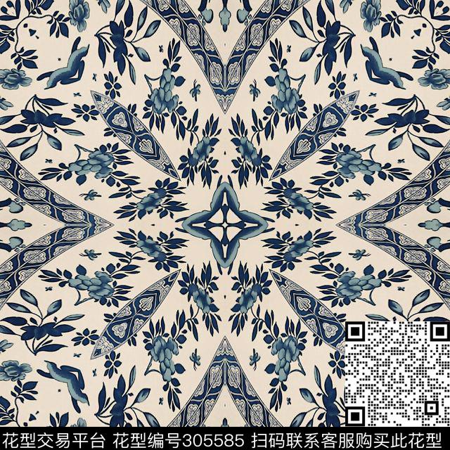 古典花卉复古民族风传统印花华亿平台下载（图片编号: 305585） - 瓦栏（Walan）