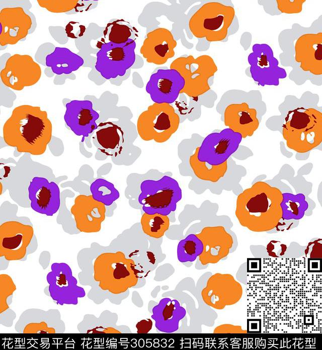 手绘水彩花卉艺术剪影多彩传统印花华亿平台下载（图片编号: 305832） - 瓦栏（Walan）