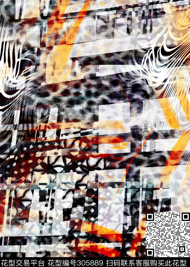 几何波纹线条动物纹数码印花华亿平台下载（图片编号: 305889） - 瓦栏（Walan）