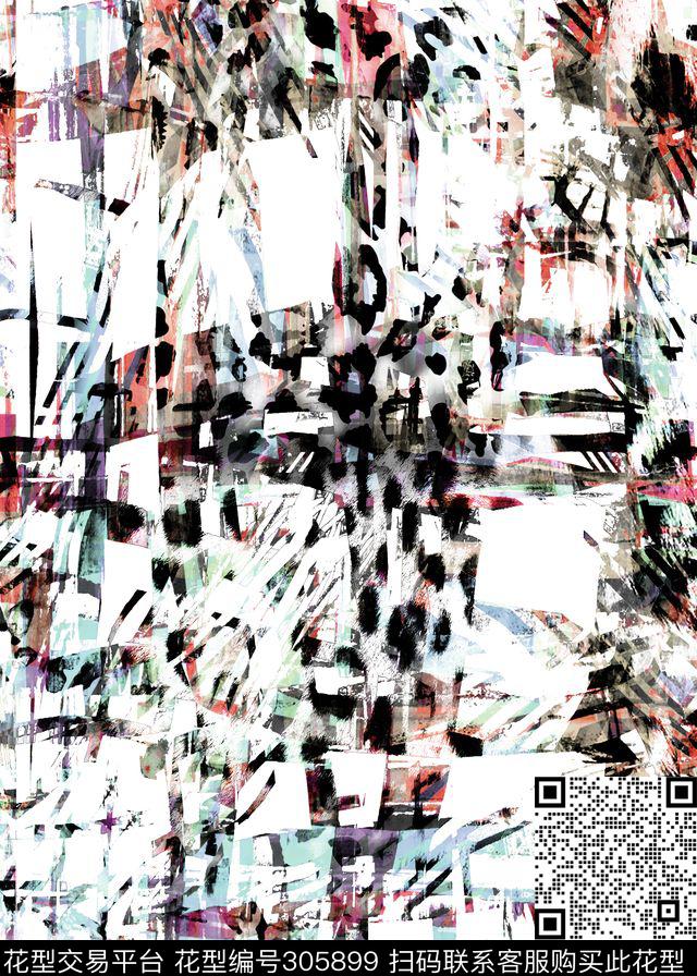 几何格纹抽象动物纹数码印花华亿平台下载（图片编号: 305899） - 瓦栏（Walan）