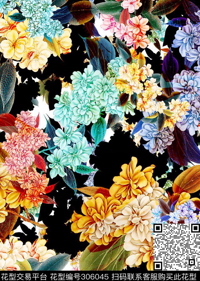 油画花卉多彩唯美数码印花华亿平台下载（图片编号: 306045） - 瓦栏（Walan）