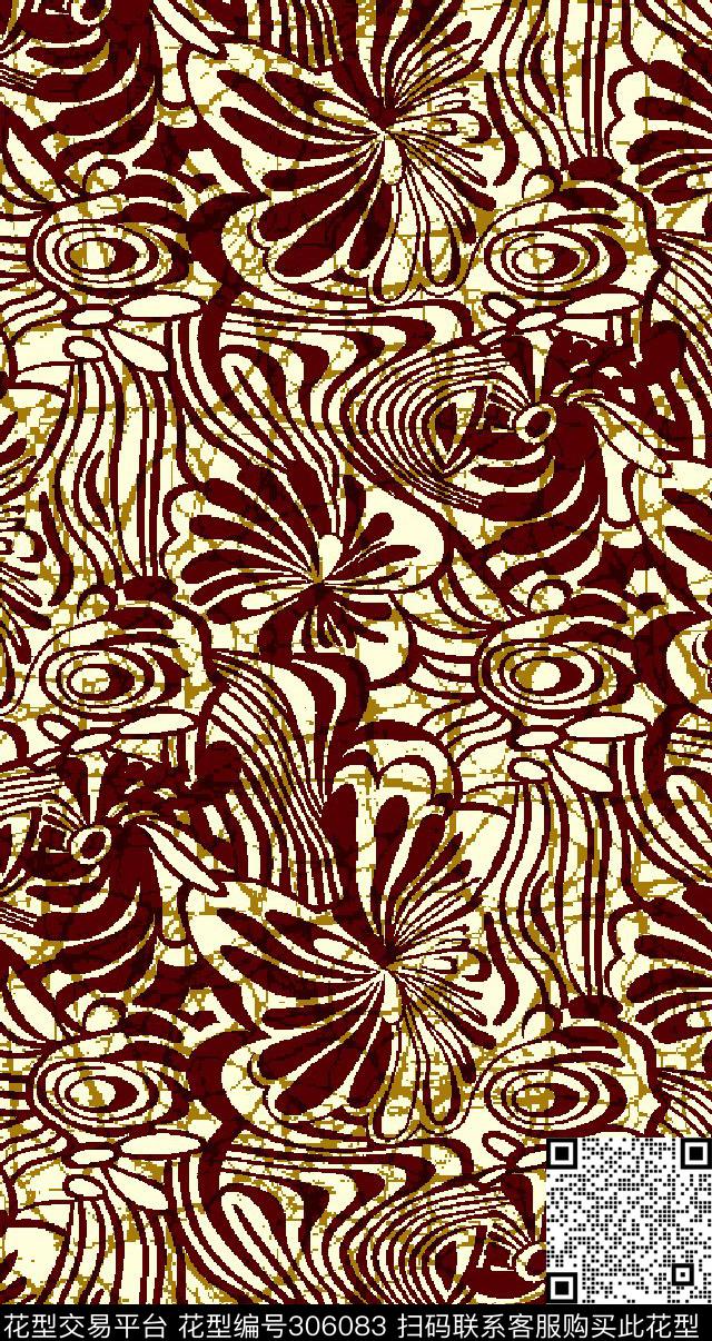 几何线条抽象花卉简约传统印花华亿平台下载（图片编号: 306083） - 瓦栏（Walan）