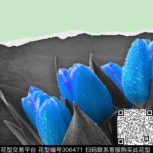 摄影写实花卉郁金香暗色调数码印花华亿平台下载（图片编号: 306471） - 瓦栏（Walan）
