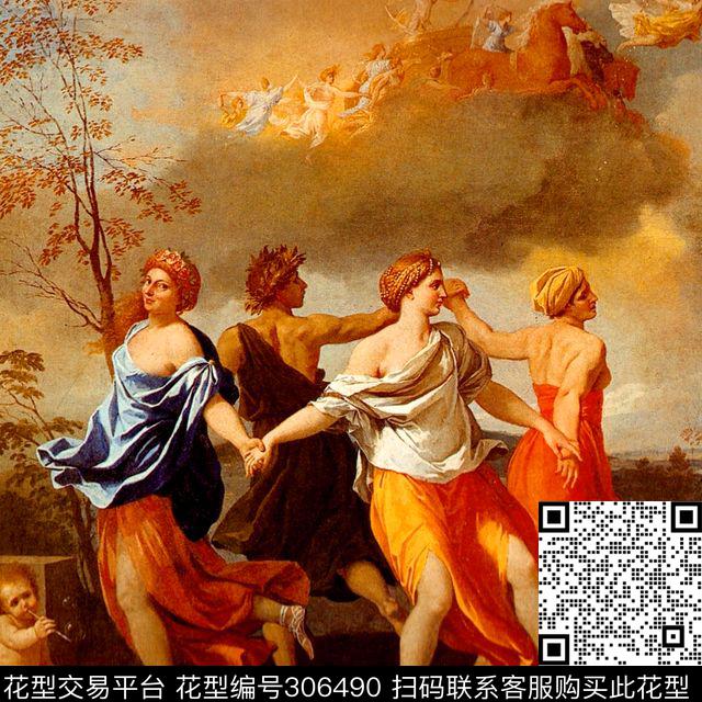 油画人物复古数码印花华亿平台下载（图片编号: 306490） - 瓦栏（Walan）