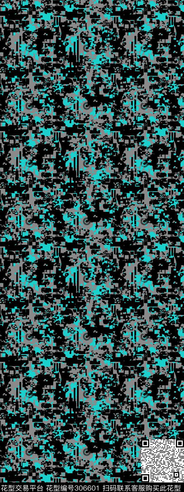 抽象迷彩暗色系混合拼接传统印花华亿平台下载（图片编号: 306601） - 瓦栏（Walan）