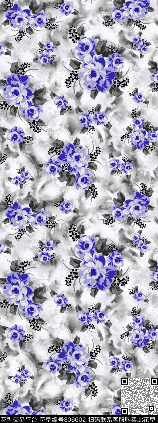 油画水彩花卉晕染素雅传统印花华亿平台下载（图片编号: 306602） - 瓦栏（Walan）