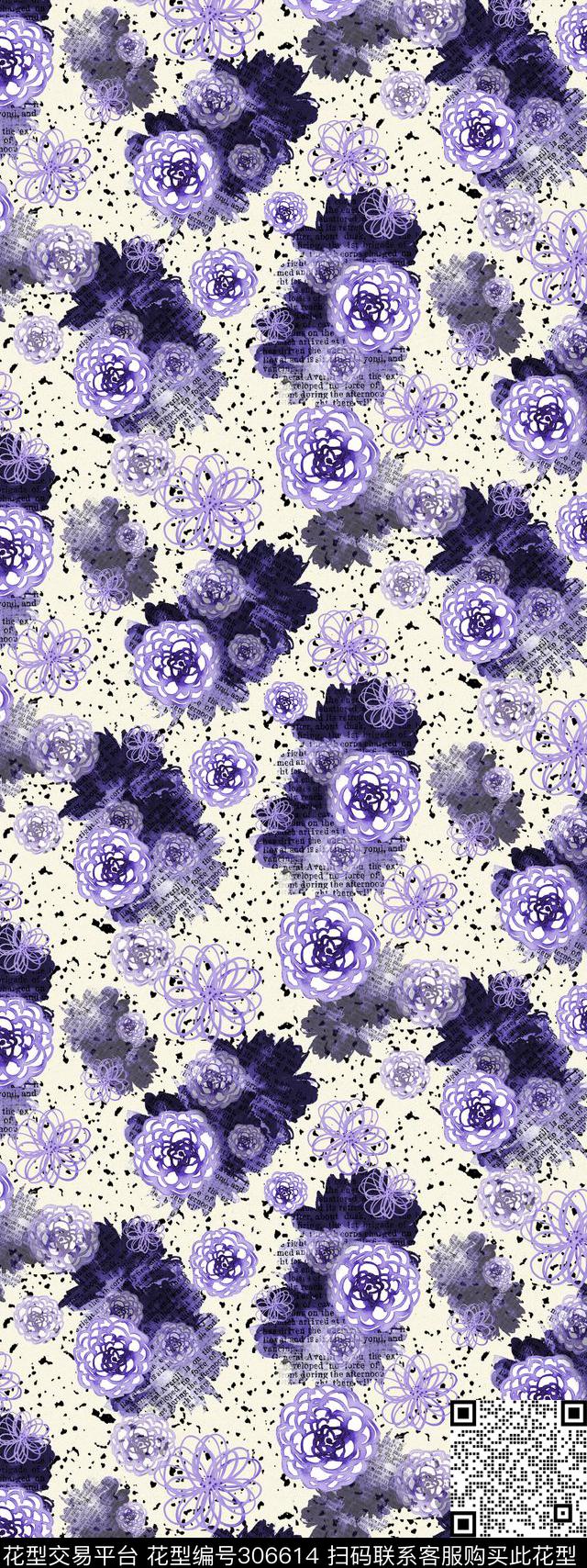 手绘水彩花卉素雅唯美传统印花华亿平台下载（图片编号: 306614） - 瓦栏（Walan）