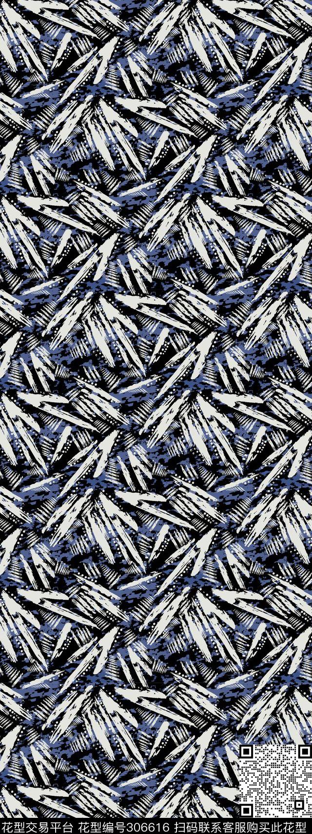 几何线条树叶黑白传统印花华亿平台下载（图片编号: 306616） - 瓦栏（Walan）