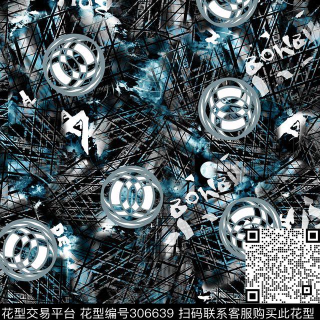 几何线条圆圈时尚数码印花华亿平台下载（图片编号: 306639） - 瓦栏（Walan）