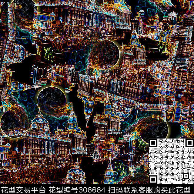 几何线条抽象炫彩数码印花华亿平台下载（图片编号: 306664） - 瓦栏（Walan）