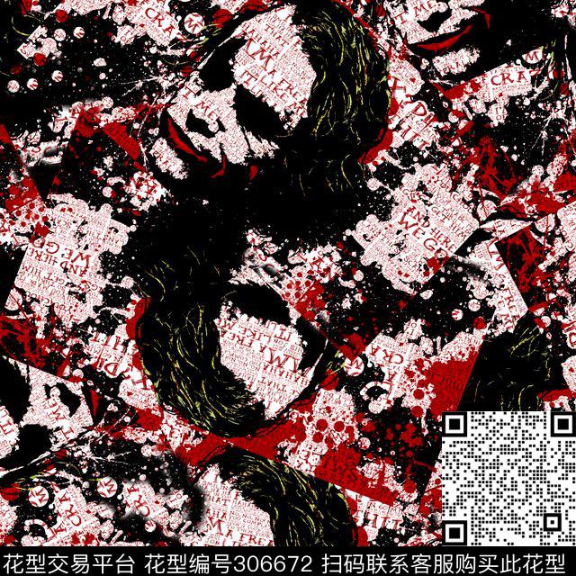 血腥人像泼墨肌理抽象数码印花华亿平台下载（图片编号: 306672） - 瓦栏（Walan）