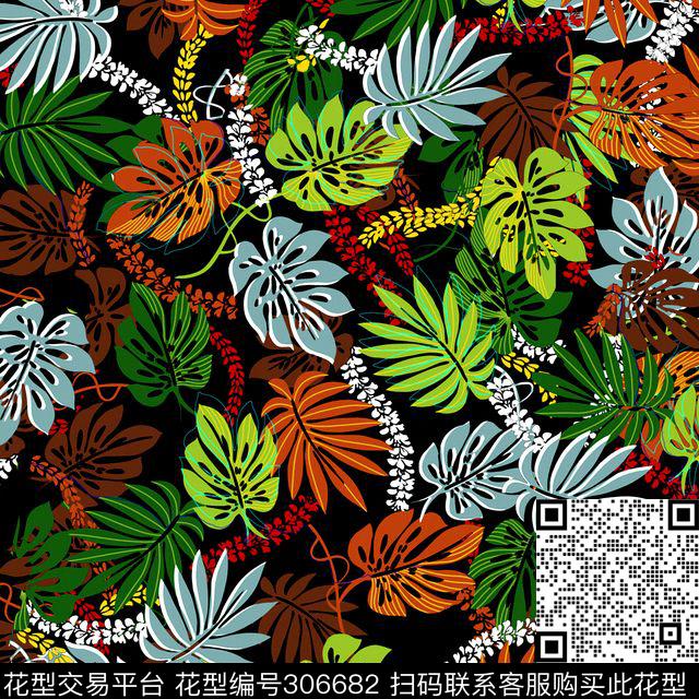 水彩树叶多彩简约传统印花华亿平台下载（图片编号: 306682） - 瓦栏（Walan）
