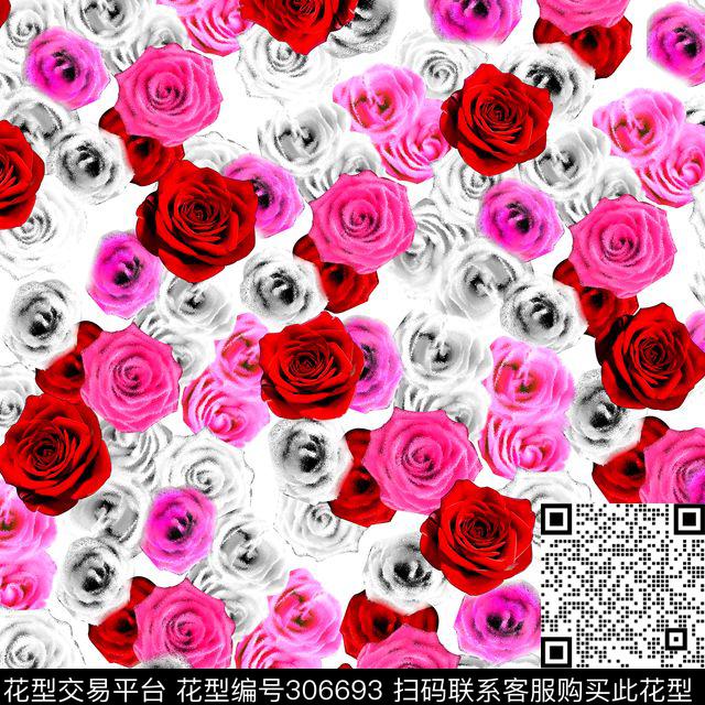摄影写实花卉玫瑰浪漫数码印花华亿平台下载（图片编号: 306693） - 瓦栏（Walan）