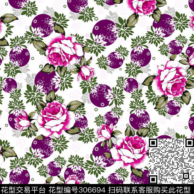 水彩花卉花卉剪影素雅数码印花华亿平台下载（图片编号: 306694） - 瓦栏（Walan）