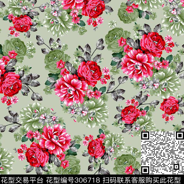油画花卉多彩复古数码印花华亿平台下载（图片编号: 306718） - 瓦栏（Walan）