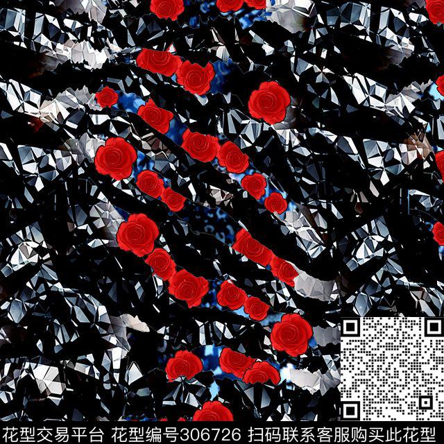 几何图形花卉复古数码印花华亿平台下载（图片编号: 306726） - 瓦栏（Walan）