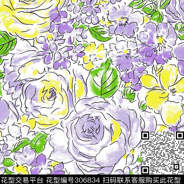 手绘水彩花卉牡丹清新传统印花华亿平台下载（图片编号: 306834） - 瓦栏（Walan）