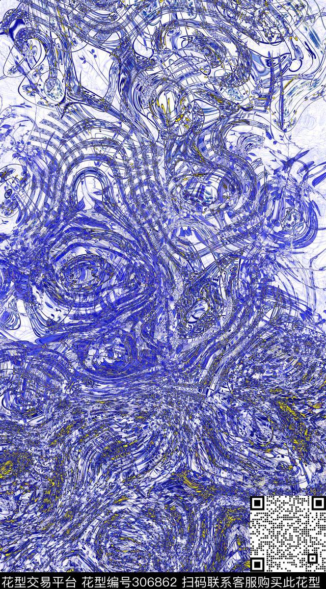 抽象艺术流动数码印花华亿平台下载（图片编号: 306862） - 瓦栏（Walan）