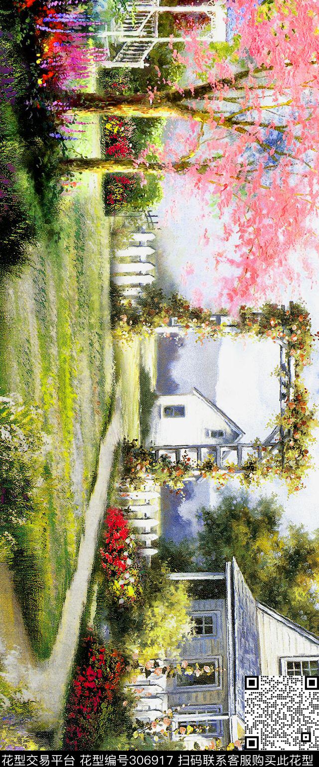 油画风景建筑唯美数码印花华亿平台下载（图片编号: 306917） - 瓦栏（Walan）